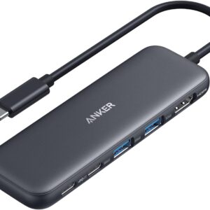 5-in-1 Anker USB-C Hub: 4K HDMI, 3 USB ports, laptop compatibility.