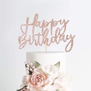 2 Sets Cake Decoration Rose Gold Cake Topper Happy Birthday Banner