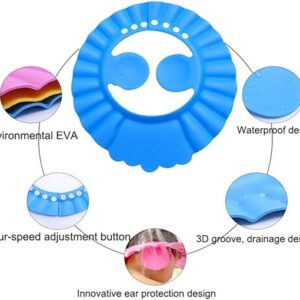 Baby Shower Cap,3Pcs Adjustable Baby Shampoo Cap Waterproof Bath Cap for Baby Kids (Pink, Blue, Yellow)