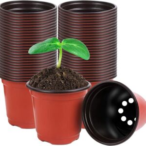 Plastic Plant Nursery Seed Starting Red Pots