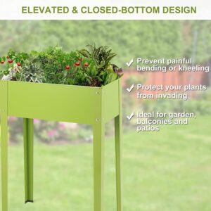 Raised Flower Bed, Metal Elevated Planter with Legs and Drainage Holes