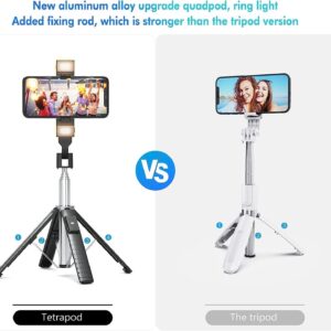 Selfie Stick Tripod Quadrapod with 2 Rechargeable Fill Light