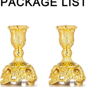 Gold Plated Shabbat Candlesticks Holders Set of 2