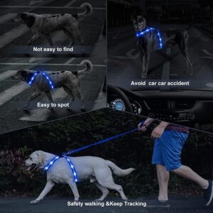 Dog LED Glow Flash Harness Chest Collar Light Up Safety Belt