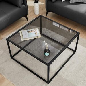 Modern Gray Black Glass Coffee Table