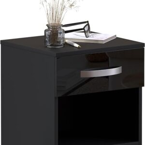 High Gloss Bedside Cabinet Black