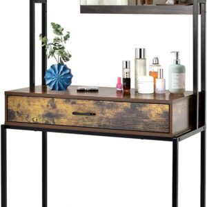 Makeup Vanity Table with 3-Position Adjustable Mirror