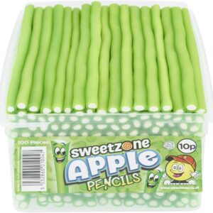 Sweetzone Apple Pencils Sweets Tub, Pencil Sweets, 100 pc