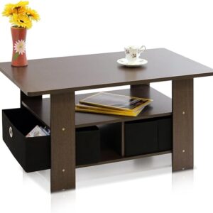 Andrey Coffee Table with Bin Drawer, Dark Brown