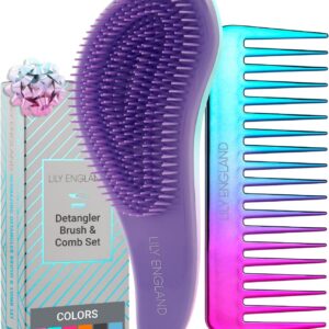 Hair Brush and Wide Tooth Comb Set