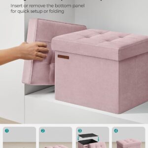 Ottoman Storage Bench, Foldable Velvet Storage Box, Storage Chest with Lid, Footstool,