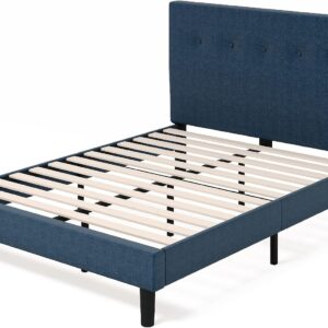 King size Bed frame Upholstered Platform with Wood slat support