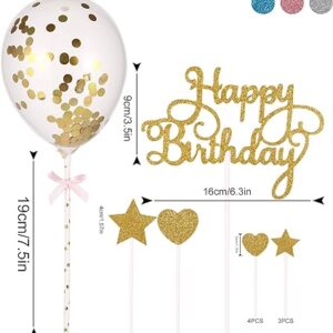 15PCS Happy Birthday Cake Toppers Balloon Cake