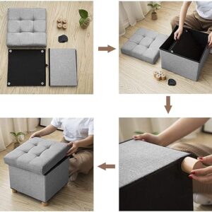 Folding Ottoman Storage Box with Wood Legs