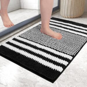 Bath Mat Rug 40x 60 cm Extra Soft and Absorbent Fluffy Striped Chenille