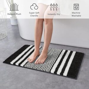 Bath Mat Rug 40x 60 cm Extra Soft and Absorbent Fluffy Striped Chenille