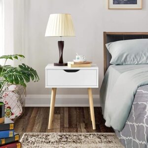 Bedside Table Wooden Nightstand Cabinet with 1 Drawer