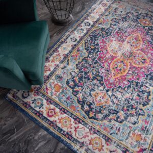 AREA RUGS LIVING ROOM BEDROOM LARGE SMALL VINTAGE SOFT SHORT PILE BORDERED CLASSIC ORIENTAL DESIGN TRADITIONAL PERSIAN MOROCCAN BOHO CARPET – MEDIUM 120X170 CM, MULTICOLOURED TRADITIONAL DESIGN