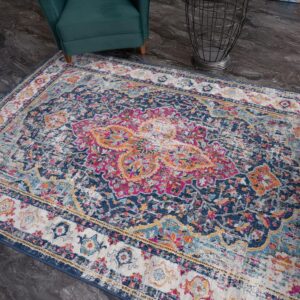 AREA RUGS LIVING ROOM BEDROOM LARGE SMALL VINTAGE SOFT SHORT PILE BORDERED CLASSIC ORIENTAL DESIGN TRADITIONAL PERSIAN MOROCCAN BOHO CARPET – MEDIUM 120X170 CM, MULTICOLOURED TRADITIONAL DESIGN