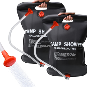 LFSEMINI Solar Shower Bag, 2 Pack 5 Gallons/20L Camping Shower Bag, Portable Shower Bag with Removable Hose and On-Off Switchable Shower Head for Camping Beach Swimming Outdoor Traveling