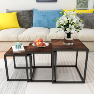 Coffee Table Side Table, Nest of Tables Set of 3 Wooden Coffee Tables End Table, for Living Room